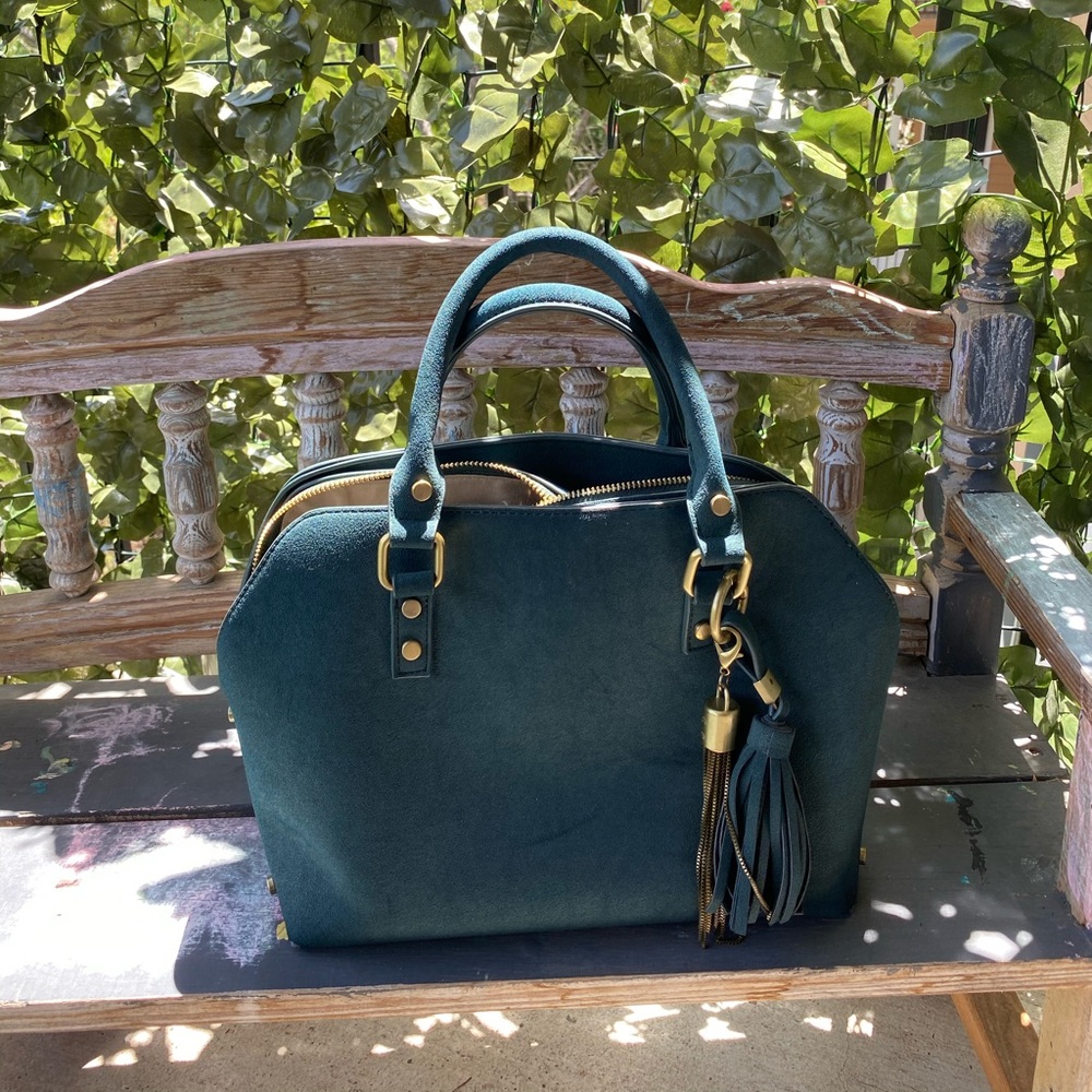 Medium Suede Teal Crossbody/Handbag
